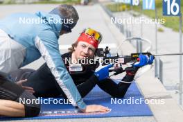 19.05.2023, Lenzerheide, Switzerland (SUI): Remo Krug (GER) coach Team Switzerland, Arnaud Du Pasquier (SUI), (l-r) - Biathlon summer training, Lenzerheide (SUI). www.nordicfocus.com. © Manzoni/NordicFocus. Every downloaded picture is fee-liable.