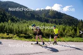 11.06.2023, Lavaze, Italy (ITA): Sebastian Samuelsson (SWE), Martin Ponsiluoma (SWE), (l-r)  - Biathlon summer training, Lavaze (ITA). www.nordicfocus.com. © Barbieri/NordicFocus. Every downloaded picture is fee-liable.