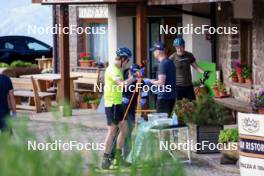 11.06.2023, Lavaze, Italy (ITA): Martin Ponsiluoma (SWE), Mattias Nilsson (SWE), Sebastian Samuelsson (SWE), (l-r)  - Biathlon summer training, Lavaze (ITA). www.nordicfocus.com. © Barbieri/NordicFocus. Every downloaded picture is fee-liable.