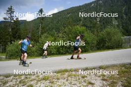 04.06.2023, Ruhpolding, Germany (GER): Gion Stalder (SUI), Dajan Danuser (SUI), Niklas Hartweg (SUI), Sebastian Stalder (SUI), (l-r) - Biathlon summer training, Ruhpolding (GER). www.nordicfocus.com. © Reiter/NordicFocus. Every downloaded picture is fee-liable.