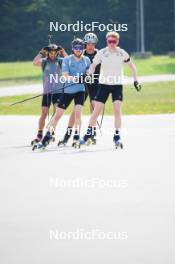 04.06.2023, Ruhpolding, Germany (GER): Dajan Danuser (SUI), Gion Stalder (SUI), Niklas Hartweg (SUI), Sebastian Stalder (SUI), (l-r) - Biathlon summer training, Ruhpolding (GER). www.nordicfocus.com. © Reiter/NordicFocus. Every downloaded picture is fee-liable.