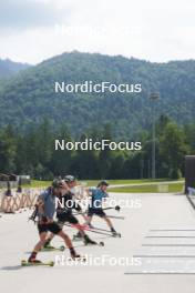 04.06.2023, Ruhpolding, Germany (GER): Gion Stalder (SUI), Dajan Danuser (SUI), Niklas Hartweg (SUI), Sebastian Stalder (SUI), (l-r) - Biathlon summer training, Ruhpolding (GER). www.nordicfocus.com. © Reiter/NordicFocus. Every downloaded picture is fee-liable.