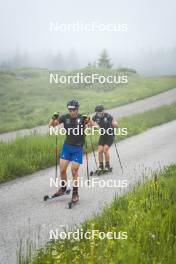 23.06.2023, Lavaze, Italy (ITA): Bionaz Didier (ITA), Elia Zeni (ITA), (l-r)  - Biathlon summer training, Lavaze (ITA). www.nordicfocus.com. © Vanzetta/NordicFocus. Every downloaded picture is fee-liable.