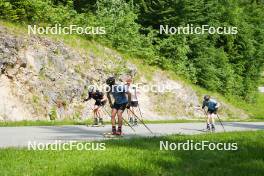 04.06.2023, Ruhpolding, Germany (GER): Niklas Hartweg (SUI), Dajan Danuser (SUI), Sebastian Stalder (SUI), Gion Stalder (SUI), (l-r) - Biathlon summer training, Ruhpolding (GER). www.nordicfocus.com. © Reiter/NordicFocus. Every downloaded picture is fee-liable.