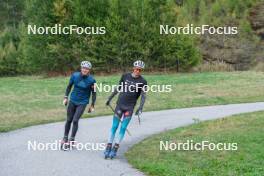 23.09.2023, Bessans, France (FRA): Fabien Claude (FRA), Eric Perrot, (l-r) - Biathlon training, Bessans (FRA). www.nordicfocus.com. © Authamayou/NordicFocus. Every downloaded picture is fee-liable.