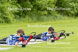 31.05.2023, Col Bayard, France (FRA): Fabien Claude (FRA), Oscar Lombardot (FRA), (l-r)  - Biathlon summer training, Col Bayard (FRA). www.nordicfocus.com. © Thibaut/NordicFocus. Every downloaded picture is fee-liable.