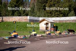 11.06.2023, Lavaze, Italy (ITA): Oskar Brandt (SWE), Martin Ponsiluoma (SWE), Malte Stefansson (SWE), Jesper Nelin (SWE), Sebastian Samuelsson (SWE), (l-r)  - Biathlon summer training, Lavaze (ITA). www.nordicfocus.com. © Barbieri/NordicFocus. Every downloaded picture is fee-liable.