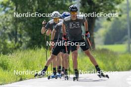 30.05.2023, Col Bayard, France (FRA): Quentin Fillon Maillet (FRA), Oscar Lombardot (FRA), Eric Perrot (FRA), Emilien Claude (FRA), (l-r)  - Biathlon summer training, Col Bayard (FRA). www.nordicfocus.com. © Thibaut/NordicFocus. Every downloaded picture is fee-liable.