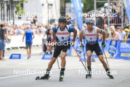 13.08.2023, Wiesbaden, Germany (GER): Dmytro Pidruchnyi (UKR), Niklas Hartweg (SUI), (l-r) - City Biathlon - Wiesbaden (GER). www.nordicfocus.com. © Manzoni/NordicFocus. Every downloaded picture is fee-liable.