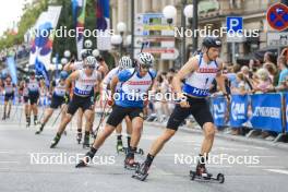 13.08.2023, Wiesbaden, Germany (GER): Fabien Claude (FRA), Sturla Holm Laegreid (NOR), (l-r) - City Biathlon - Wiesbaden (GER). www.nordicfocus.com. © Manzoni/NordicFocus. Every downloaded picture is fee-liable.