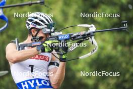 13.08.2023, Wiesbaden, Germany (GER): Niklas Hartweg (SUI) - City Biathlon - Wiesbaden (GER). www.nordicfocus.com. © Manzoni/NordicFocus. Every downloaded picture is fee-liable.