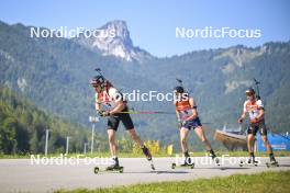 10.09.2023, Ruhpolding, Germany (GER): Johannes Dornhauser (GER), Matthias Dorfer (GER), Philipp Horn (GER), (l-r) - German Championships biathlon, pursuit men, Ruhpolding (GER). www.nordicfocus.com. © Reichert/NordicFocus. Every downloaded picture is fee-liable.