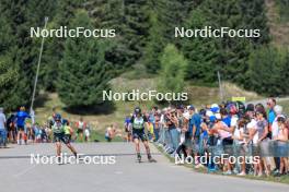 17.09.2023, La Feclaz, France (FRA): Quentin Fillon Maillet (FRA), Emilien Jacquelin (FRA), (l-r) - Biathlon Samse Summer Tour, pursuit, La Feclaz (FRA). www.nordicfocus.com. © Manzoni/NordicFocus. Every downloaded picture is fee-liable.