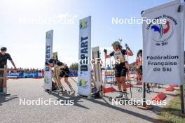 17.09.2023, La Feclaz, France (FRA): Lou Jeanmonnot (FRA), Justine Braisaz-Bouchet (FRA), (l-r) - Biathlon Samse Summer Tour, pursuit, La Feclaz (FRA). www.nordicfocus.com. © Manzoni/NordicFocus. Every downloaded picture is fee-liable.