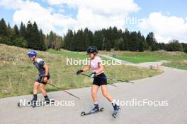 15.09.2023, La Feclaz, France (FRA): Oscar Lombardot (FRA), Gilonne Guigonnat (FRA), (l-r) - Biathlon Samse Summer Tour, training, La Feclaz (FRA). www.nordicfocus.com. © Manzoni/NordicFocus. Every downloaded picture is fee-liable.