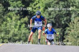 27.08.2023, Brezno-Osrblie, Slovakia (SVK): Artem Tyshchenko (UKR), Fabian Kaskel (GER), (l-r) - IBU Summer Biathlon World Championships, mass men, Brezno-Osrblie (SVK). www.nordicfocus.com. © Manzoni/NordicFocus. Every downloaded picture is fee-liable.