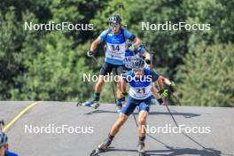 27.08.2023, Brezno-Osrblie, Slovakia (SVK): Alexandr Mukhin (KAZ), Ruslan Tkalenko (UKR), (l-r) - IBU Summer Biathlon World Championships, mass men, Brezno-Osrblie (SVK). www.nordicfocus.com. © Manzoni/NordicFocus. Every downloaded picture is fee-liable.