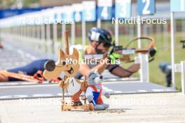 27.08.2023, Brezno-Osrblie, Slovakia (SVK): Event Feature: Mascotte - IBU Summer Biathlon World Championships, pursuit junior men, Brezno-Osrblie (SVK). www.nordicfocus.com. © Manzoni/NordicFocus. Every downloaded picture is fee-liable.