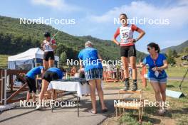 27.08.2023, Brezno-Osrblie, Slovakia (SVK): Chloe Dupont (GBR), Lamija Salihagic (SRB), (l-r) - IBU Summer Biathlon World Championships, pursuit junior women, Brezno-Osrblie (SVK). www.nordicfocus.com. © Manzoni/NordicFocus. Every downloaded picture is fee-liable.