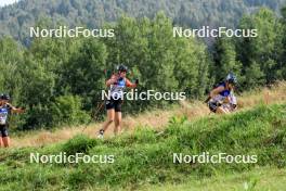 26.08.2023, Brezno-Osrblie, Slovakia (SVK): Lisa Maria Spark (GER), Lucie Charvatova (CZE), Marion Wiesensarter (GER), (l-r) - IBU Summer Biathlon World Championships, sprint women, Brezno-Osrblie (SVK). www.nordicfocus.com. © Manzoni/NordicFocus. Every downloaded picture is fee-liable.