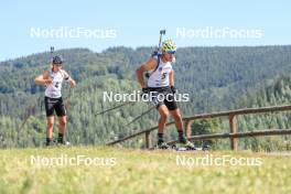 24.08.2023, Brezno-Osrblie, Slovakia (SVK): Abdulkerim Hodzic (SRB), Enkhsaikhan Enkhbat (MGL), (l-r) - IBU Summer Biathlon World Championships, super sprint junior men, Brezno-Osrblie (SVK). www.nordicfocus.com. © Manzoni/NordicFocus. Every downloaded picture is fee-liable.