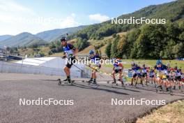 25.08.2023, Brezno-Osrblie, Slovakia (SVK): Rene Zahkna (EST), Jesper Nelin (SWE), Florent Claude (BEL), Ruslan Tkalenko (UKR), Jonas Marecek (CZE), Peppe Femling (SWE), (l-r) - IBU Summer Biathlon World Championships, super sprint men, Brezno-Osrblie (SVK). www.nordicfocus.com. © Manzoni/NordicFocus. Every downloaded picture is fee-liable.