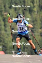 25.08.2023, Brezno-Osrblie, Slovakia (SVK): Alexandr Mukhin (KAZ) - IBU Summer Biathlon World Championships, super sprint men, Brezno-Osrblie (SVK). www.nordicfocus.com. © Manzoni/NordicFocus. Every downloaded picture is fee-liable.