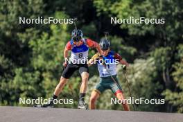 25.08.2023, Brezno-Osrblie, Slovakia (SVK): Vitezslav Hornig (CZE), Vytautas Strolia (LTU), (l-r) - IBU Summer Biathlon World Championships, super sprint men, Brezno-Osrblie (SVK). www.nordicfocus.com. © Manzoni/NordicFocus. Every downloaded picture is fee-liable.