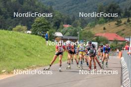 25.08.2023, Brezno-Osrblie, Slovakia (SVK): Joanna Jakiela (POL), Marketa Davidova (CZE), Johanna Skottheim (SWE), Tuuli Tomingas (EST), Susan Kuelm (EST), (l-r) - IBU Summer Biathlon World Championships, super sprint women, Brezno-Osrblie (SVK). www.nordicfocus.com. © Manzoni/NordicFocus. Every downloaded picture is fee-liable.