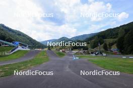 23.08.2023, Brezno-Osrblie, Slovakia (SVK): Event Feature: Overview over the stadium - IBU Summer Biathlon World Championships, training, Brezno-Osrblie (SVK). www.nordicfocus.com. © Manzoni/NordicFocus. Every downloaded picture is fee-liable.