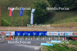 23.08.2023, Brezno-Osrblie, Slovakia (SVK): Event Feature: view to the shooting range - IBU Summer Biathlon World Championships, training, Brezno-Osrblie (SVK). www.nordicfocus.com. © Manzoni/NordicFocus. Every downloaded picture is fee-liable.