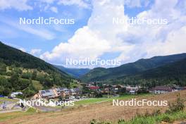 23.08.2023, Brezno-Osrblie, Slovakia (SVK): Event Feature: overview over parts of the track and the village Osrblie as backdrop - IBU Summer Biathlon World Championships, training, Brezno-Osrblie (SVK). www.nordicfocus.com. © Manzoni/NordicFocus. Every downloaded picture is fee-liable.