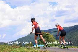 23.08.2023, Brezno-Osrblie, Slovakia (SVK): Jessica Jislova (CZE), Marketa Davidova (CZE), (l-r) - IBU Summer Biathlon World Championships, training, Brezno-Osrblie (SVK). www.nordicfocus.com. © Manzoni/NordicFocus. Every downloaded picture is fee-liable.