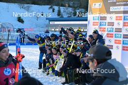 15.02.2023, Oberhof, Germany (GER): Mona Brorsson (SWE), Anna Magnusson (SWE), Hanna Oeberg (SWE), Linn Persson (SWE), (l-r) - IBU World Championships Biathlon, individual women, Oberhof (GER). www.nordicfocus.com. © Reichert/NordicFocus. Every downloaded picture is fee-liable.