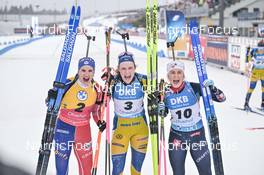 19.02.2023, Oberhof, Germany (GER): Julia Simon (FRA), Hanna Oeberg (SWE), Ingrid Landmark Tandrevold (NOR), (l-r) - IBU World Championships Biathlon, mass women, Oberhof (GER). www.nordicfocus.com. © Reichert/NordicFocus. Every downloaded picture is fee-liable.