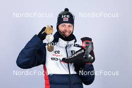 12.02.2023, Oberhof, Germany (GER): Sturla Holm Laegreid (NOR) - IBU World Championships Biathlon, medals, Oberhof (GER). www.nordicfocus.com. © Manzoni/NordicFocus. Every downloaded picture is fee-liable.