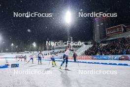 29.11.2023, Oestersund, Sweden, (SWE): Tereza Vobornikova (CZE), Lou Jeanmonnot (FRA), Anna Magnusson (SWE), Marthe Krakstad Johansen (NOR), (l-r) - IBU World Cup Biathlon, relay women, Oestersund (SWE). www.nordicfocus.com. © Manzoni/NordicFocus. Every downloaded picture is fee-liable.