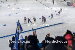 29.11.2023, Oestersund, Sweden, (SWE): Sanita Bulina (LAT), Lou Jeanmonnot (FRA), Anna Magnusson (SWE), Kristina Oberthaler (AUT), Marthe Krakstad Johansen (NOR), Tereza Vobornikova (CZE), (l-r) - IBU World Cup Biathlon, relay women, Oestersund (SWE). www.nordicfocus.com. © Manzoni/NordicFocus. Every downloaded picture is fee-liable.