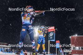 29.11.2023, Oestersund, Sweden, (SWE): Karoline Offigstad Knotten (NOR), Elvira Oeberg (SWE), (l-r) - IBU World Cup Biathlon, relay women, Oestersund (SWE). www.nordicfocus.com. © Manzoni/NordicFocus. Every downloaded picture is fee-liable.