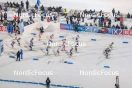 29.11.2023, Oestersund, Sweden, (SWE): Lou Jeanmonnot (FRA), Marthe Krakstad Johansen (NOR), Anna Magnusson (SWE), Janina Hettich-Walz (GER), Rebecca Passler (ITA), Elisa Gasparin (SUI), Tereza Vobornikova (CZE), Kristina Oberthaler (AUT), Suvi Minkkinen (FIN), Khrystyna Dmytrenko (UKR), Regina Ermits (EST), Nadia Moser (CAN), Kelsey Joan Dickinson (USA), Maria Remenova (SVK), Natalia Sidorowicz (POL), Ziva Klemencic (SLO), Anastasia Tolmacheva (ROU), Sanita Bulina (LAT), (l-r) - IBU World Cup Biathlon, relay women, Oestersund (SWE). www.nordicfocus.com. © Manzoni/NordicFocus. Every downloaded picture is fee-liable.