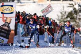 09.12.2023, Hochfilzen, Austria (AUT): Tommaso Giacomel (ITA), Benedikt Doll (GER), (l-r) - IBU World Cup Biathlon, pursuit men, Hochfilzen (AUT). www.nordicfocus.com. © Manzoni/NordicFocus. Every downloaded picture is fee-liable.