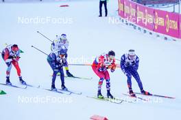 06.01.2023, Val di Fiemme, Italy (ITA): Antoine Cyr (CAN), Francesco De Fabiani (ITA), Emil Iversen (NOR), Zak Ketterson (USA), (l-r)  - FIS world cup cross-country, tour de ski, individual sprint, Val di Fiemme (ITA). www.nordicfocus.com. © Barbieri/NordicFocus. Every downloaded picture is fee-liable.