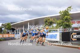 05.08.2023, Sandnes, Norway (NOR): Roman Schaad (SUI), James Matthieu Clugnet (GBR), Johannes Hoesflot Klaebo (NOR), (l-r) - BLINK23 Festival Cross-Country - Sandnes (NOR). www.nordicfocus.com. © Manzoni/NordicFocus. Every downloaded picture is fee-liable.
