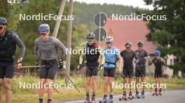 29.09.2023, Oberhof, Germany (GER): Ilan Pittier (SUI), Beda Klee (SUI), Antonin Savary (SUI), Jason Rueesch (SUI), Roman Schaad (SUI), Cla-Ursin Nufer (SUI), (l-r) - Cross-Country training, Oberhof (GER). www.nordicfocus.com. © Reichert/NordicFocus. Every downloaded picture is fee-liable.