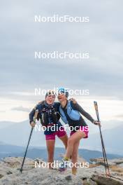 14.10.2023, Font-Romeu, France (FRA): Juliette Ducordeau (FRA), Eve Ondine Duchaufour (FRA), (l-r) - Cross-Country training, Font-Romeu (FRA). www.nordicfocus.com. © Authamayou/NordicFocus. Every downloaded picture is fee-liable.