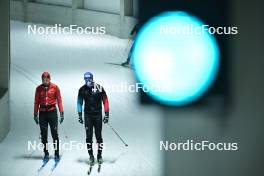 27.09.2023, Oberhof, Germany (GER): Erwan Kaeser (SUI), Janik Riebli (SUI), (l-r) - Cross-Country training, Oberhof (GER). www.nordicfocus.com. © Reichert/NordicFocus. Every downloaded picture is fee-liable.