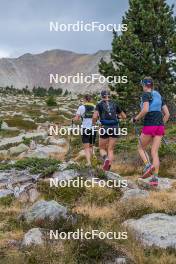 14.10.2023, Font-Romeu, France (FRA): Maelle Veyre (FRA), Juliette Ducordeau (FRA), Eve Ondine Duchaufour (FRA), (l-r) - Cross-Country training, Font-Romeu (FRA). www.nordicfocus.com. © Authamayou/NordicFocus. Every downloaded picture is fee-liable.