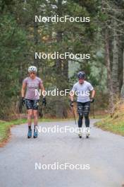 18.10.2023, Font-Romeu, France (FRA): Delphine Claudel (FRA), Flora Dolci (FRA), (l-r) - Cross-Country training, Font-Romeu (FRA). www.nordicfocus.com. © Authamayou/NordicFocus. Every downloaded picture is fee-liable.