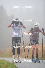 18.10.2023, Font-Romeu, France (FRA): Flora Dolci (FRA), Delphine Claudel (FRA), (l-r) - Cross-Country training, Font-Romeu (FRA). www.nordicfocus.com. © Authamayou/NordicFocus. Every downloaded picture is fee-liable.