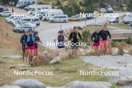 14.10.2023, Font-Romeu, France (FRA): Eve Ondine Duchaufour (FRA), Juliette Ducordeau (FRA), Flora Dolci (FRA), Maelle Veyre (FRA), Léna Quintin (FRA), Julie Pierrel (FRA), (l-r) - Cross-Country training, Font-Romeu (FRA). www.nordicfocus.com. © Authamayou/NordicFocus. Every downloaded picture is fee-liable.